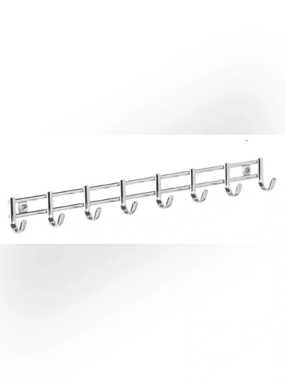 Chrome Double Rail Wall Hooks - Silver